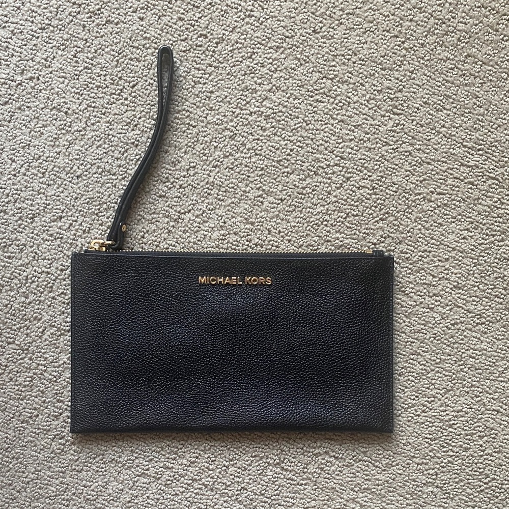 Michael Kors Black Leather Wristlet